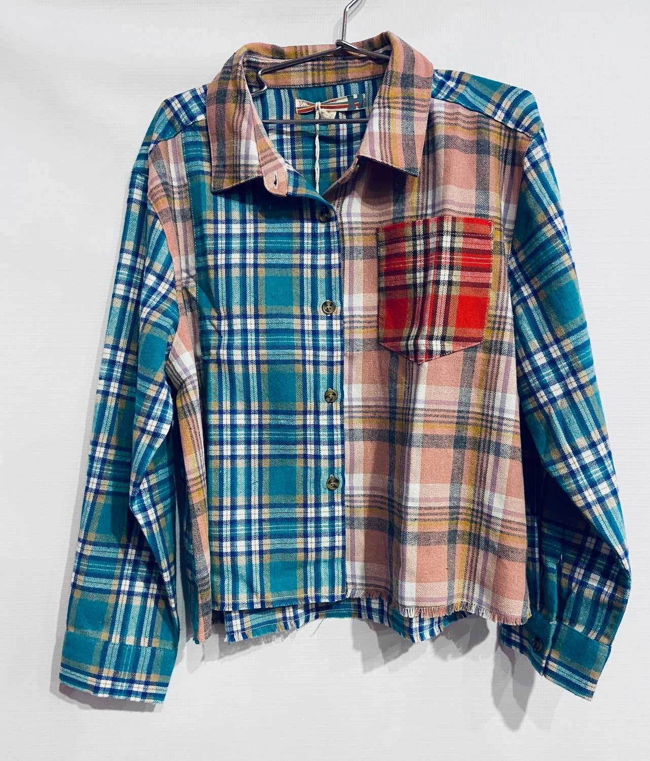 Gir'ls Plaid Trim Shirt In Blue Girls Tunic Top