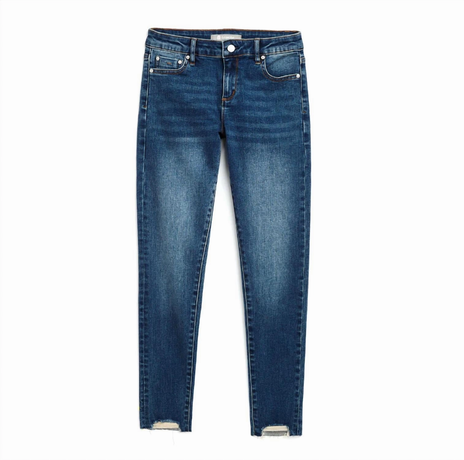 Girl Basic Skinny Jean With Fun Hem In Dark Wash girls bootcut jeans, stretch denim girls