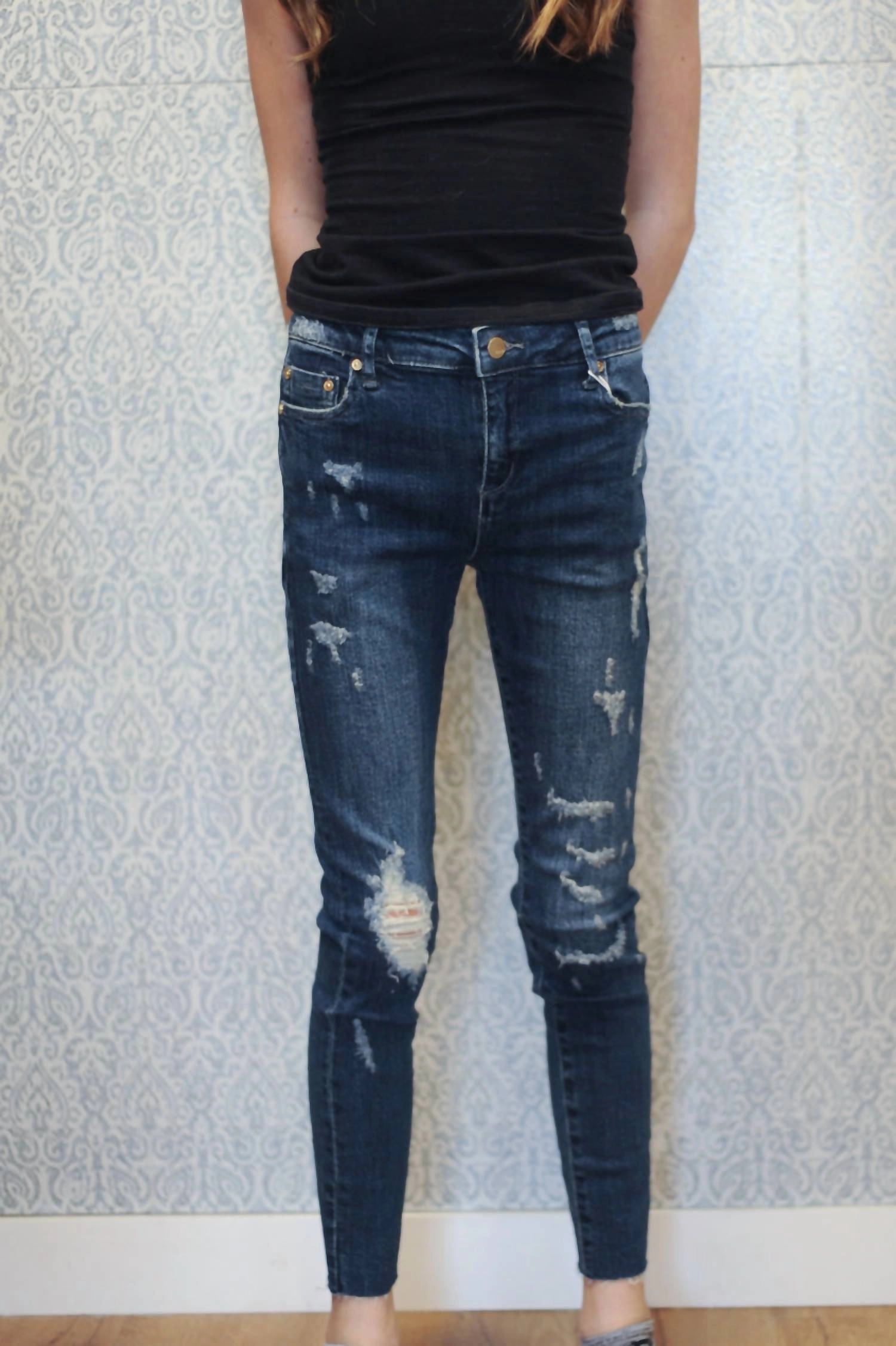 Girl High Rise Skinny Jean In Dark Wash Girls Ripped Skinny Jeans