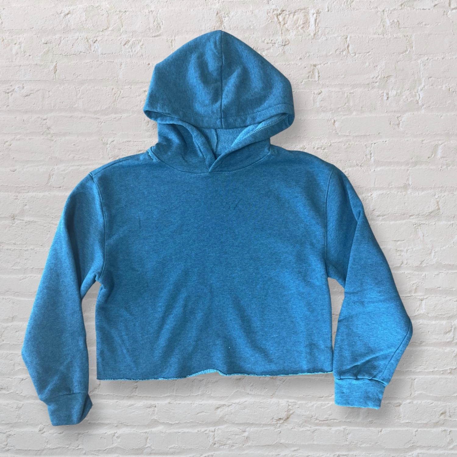 Girl Knit Crop Hoodie In Blue Girls Tunic Top