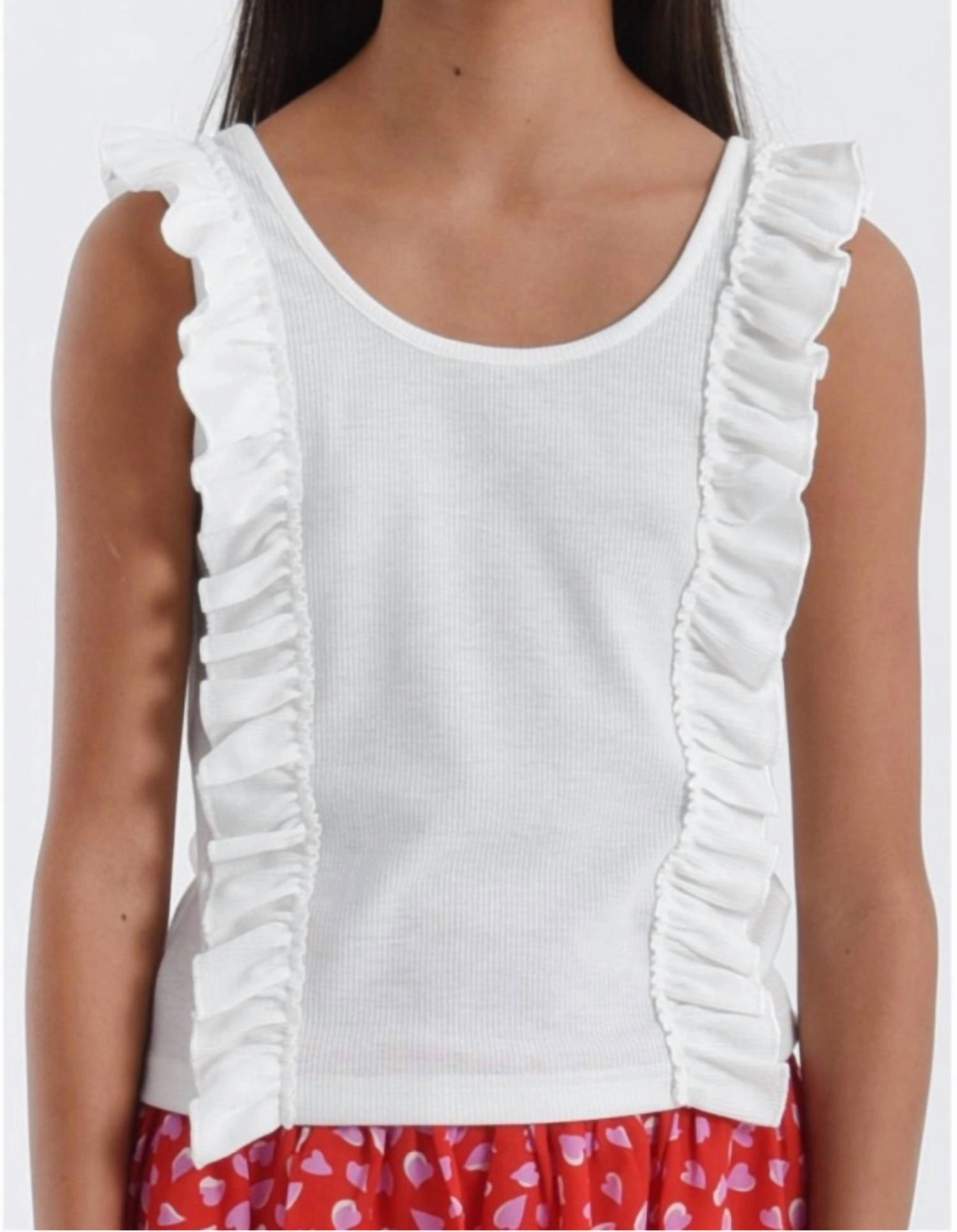 Girl Ruffle Tank In Off White ruffle tops girls, long sleeve tees girls