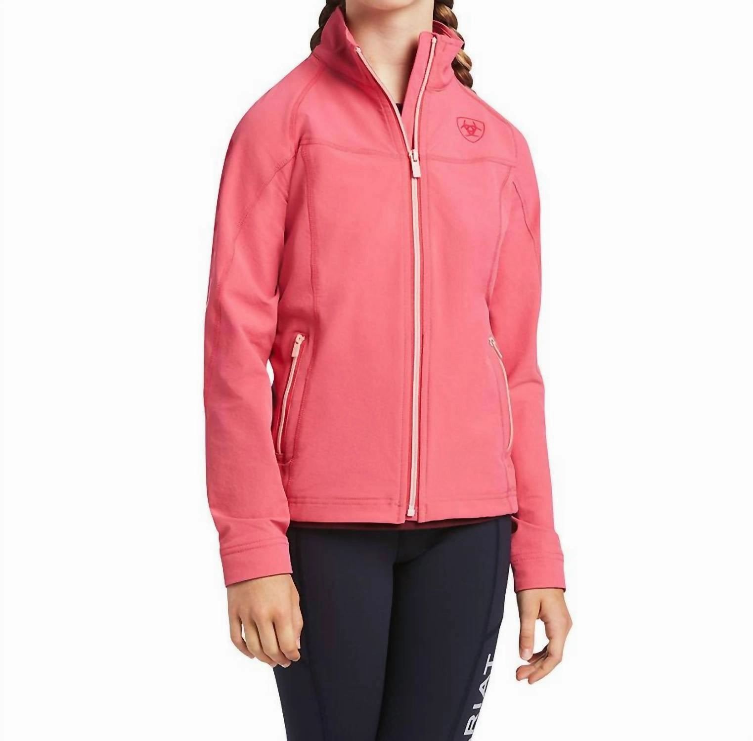 Girl's Agile Soft Shell Jacket In Party Punch Girls Sherpa Coat
