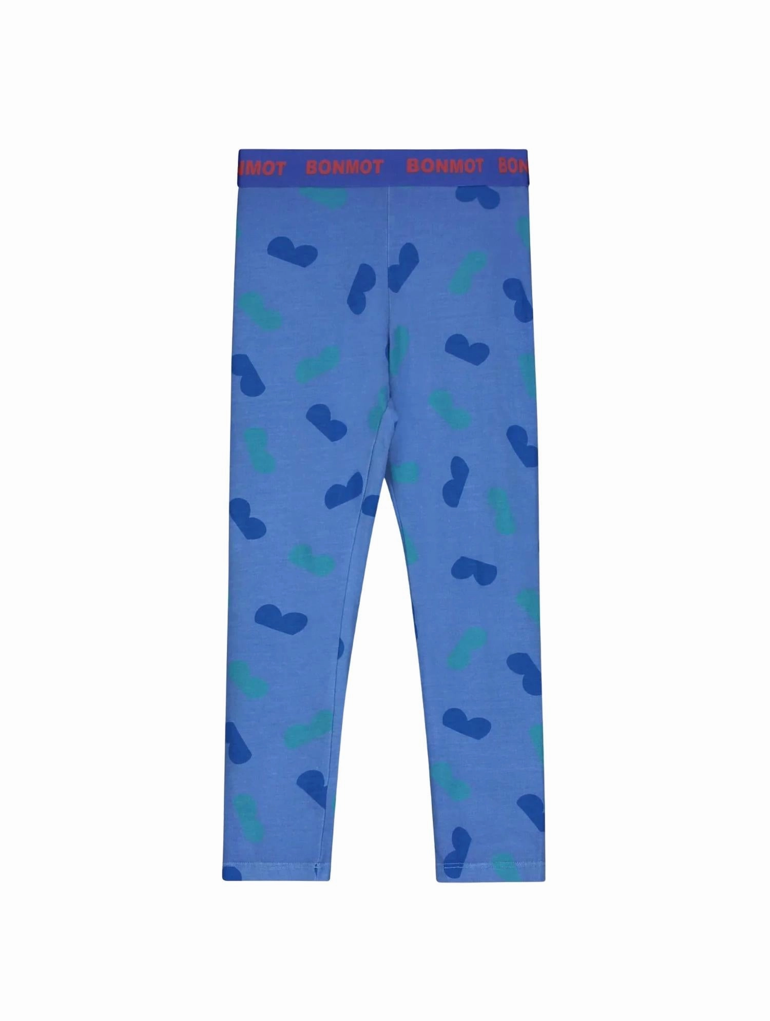 Girl's Allover Halfs Legging In Mid Blue leggings girls, wide leg pants girls