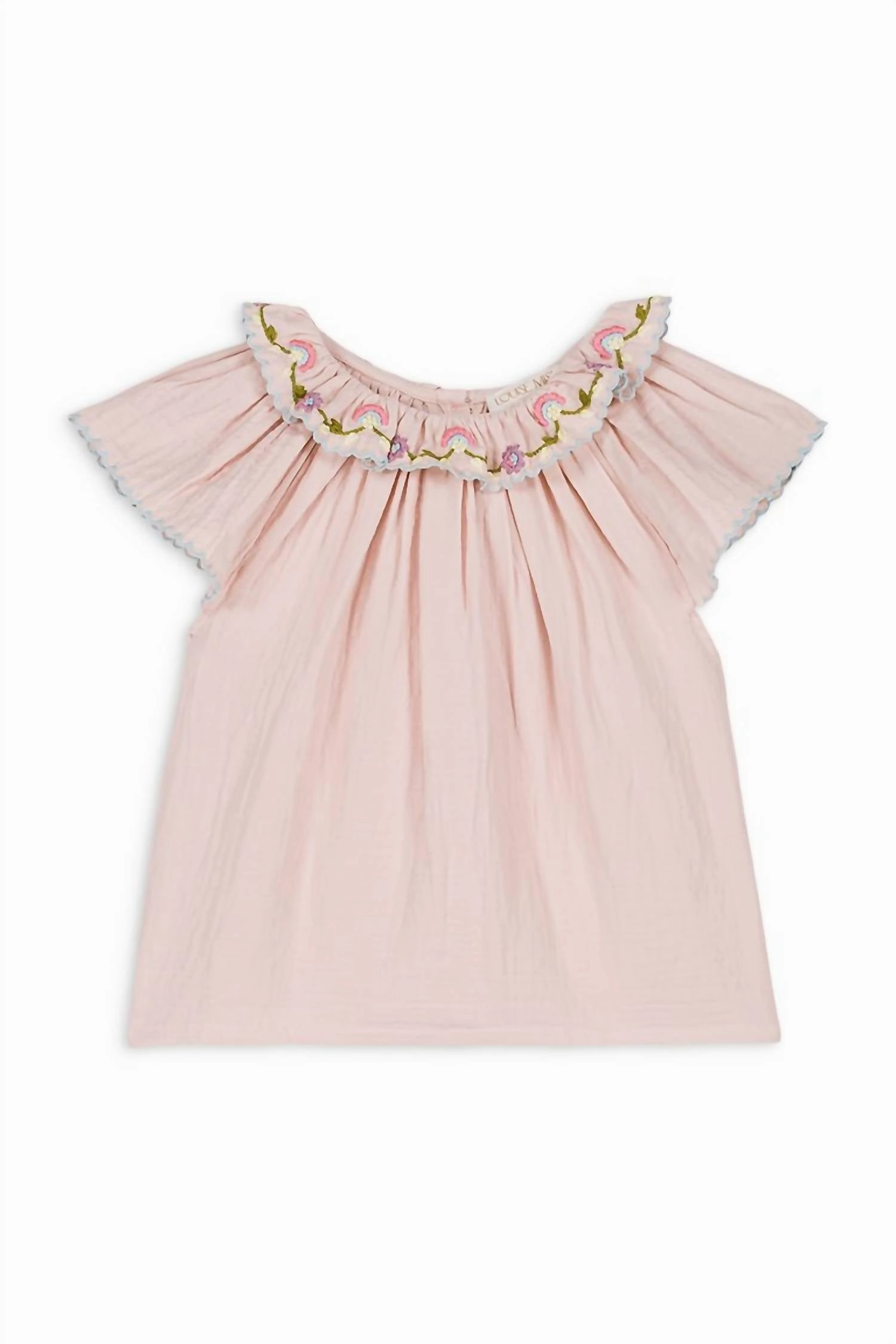 Girl's Antoinette Double Gauze Blouse In Pink ruffle tops girls, long sleeve tees girls