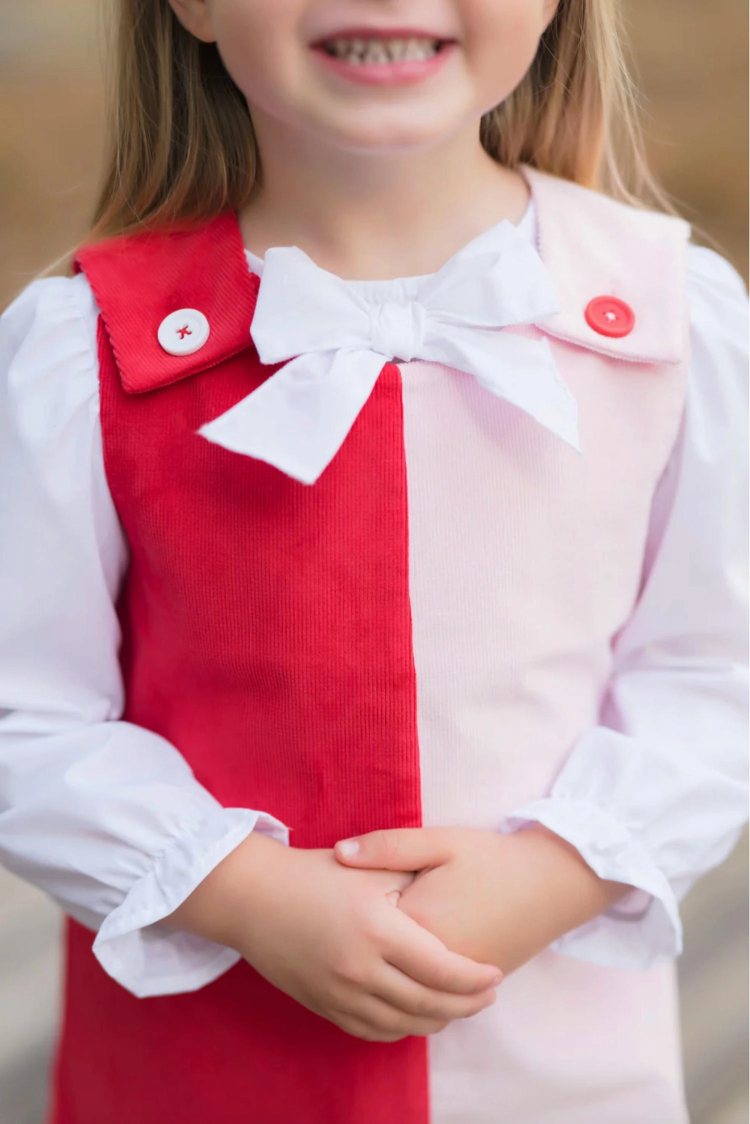 Girl's Beatrice Bow Blouse In Worth Avenue White Girls Tunic Top