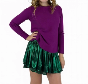 Girl's Boxy Knit Sweater In Magenta ruffle tops girls, long sleeve tees girls