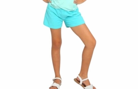Girl's Bree Tee In Lagoon ruffle tops girls, long sleeve tees girls