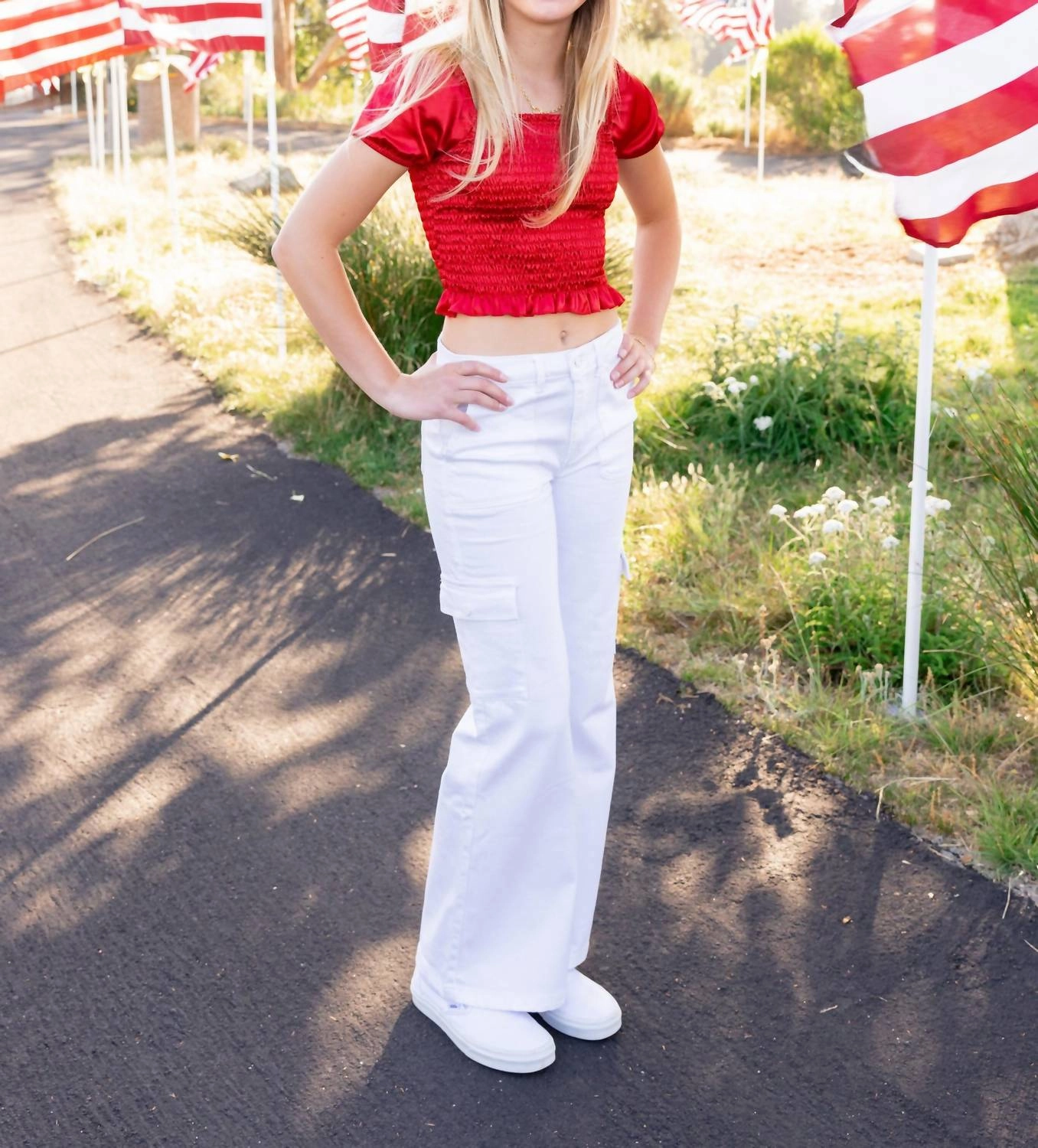 Girl's Cargo Pocket Jeans In White Girls Ripped Skinny Jeans