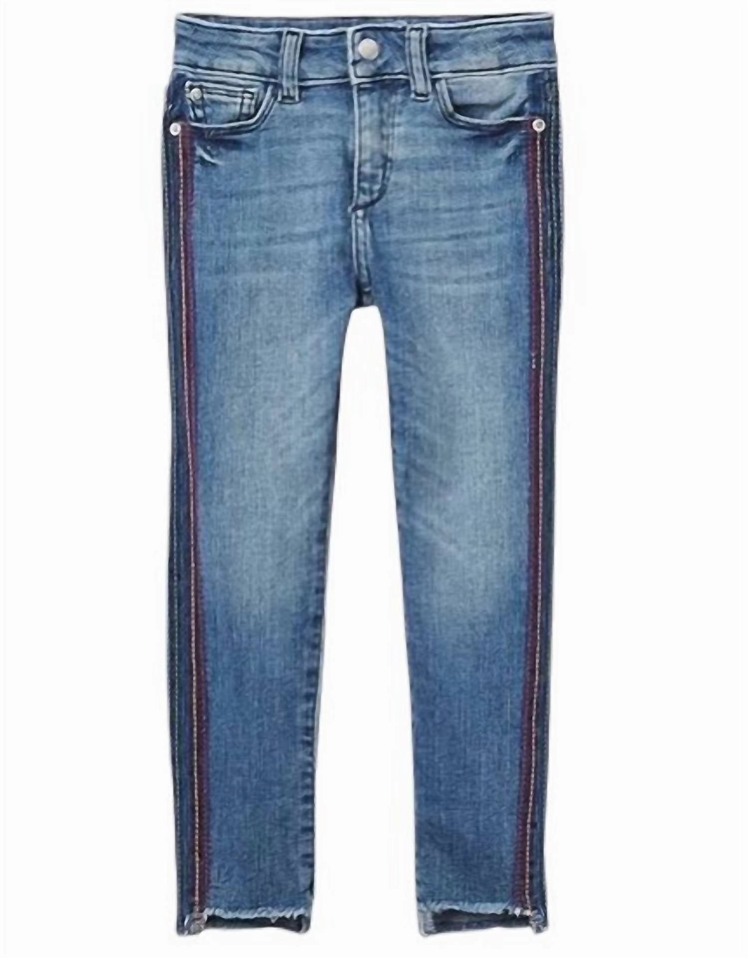 Girl's Chloe Jeans In Thunder Stripe girls bootcut jeans, stretch denim girls
