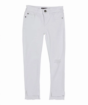 Girl's Chloe Raw Hem Ankle Jeans In White girls bootcut jeans, stretch denim girls