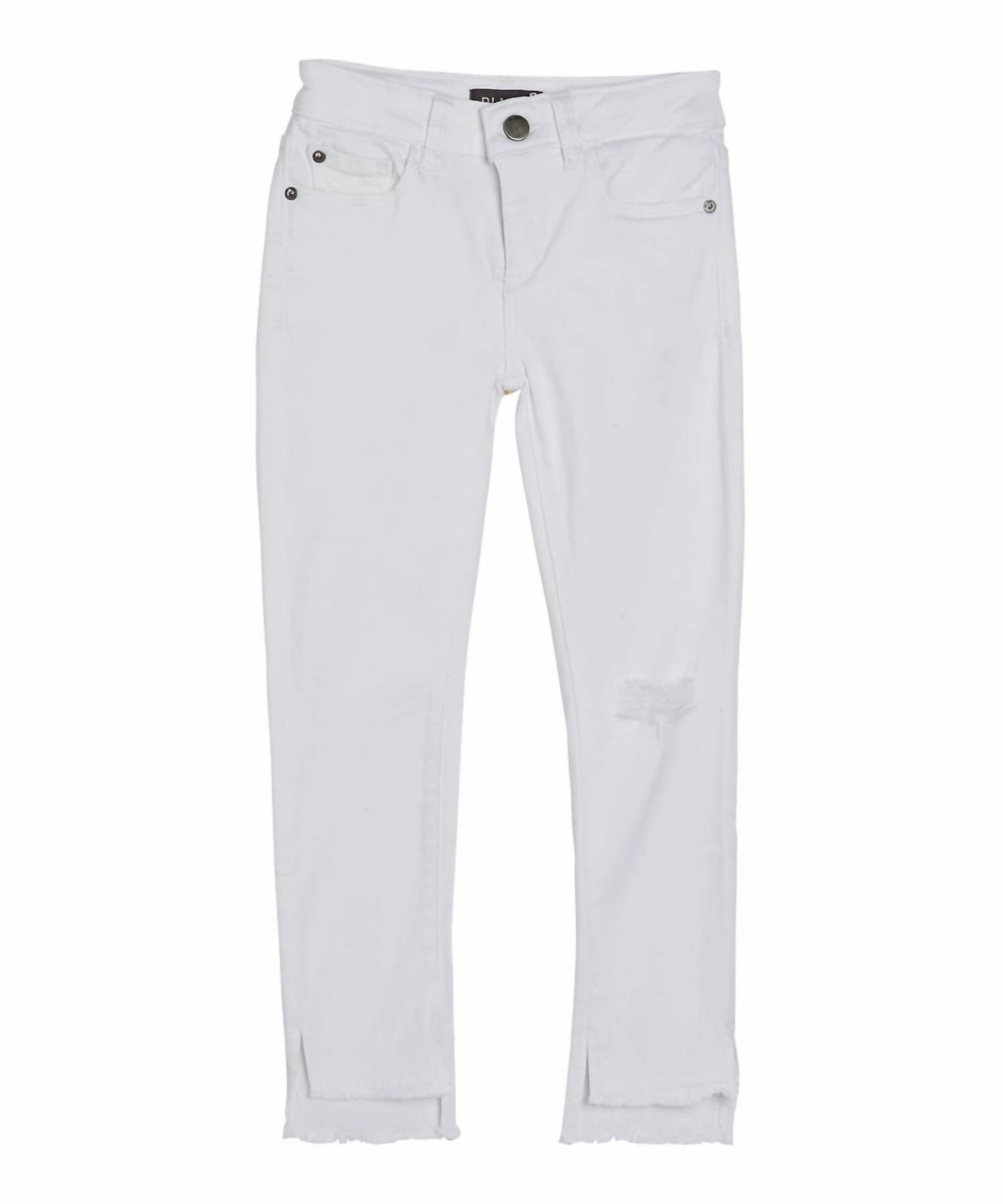 Girl's Chloe Raw Hem Ankle Jeans In White Girls Ripped Skinny Jeans