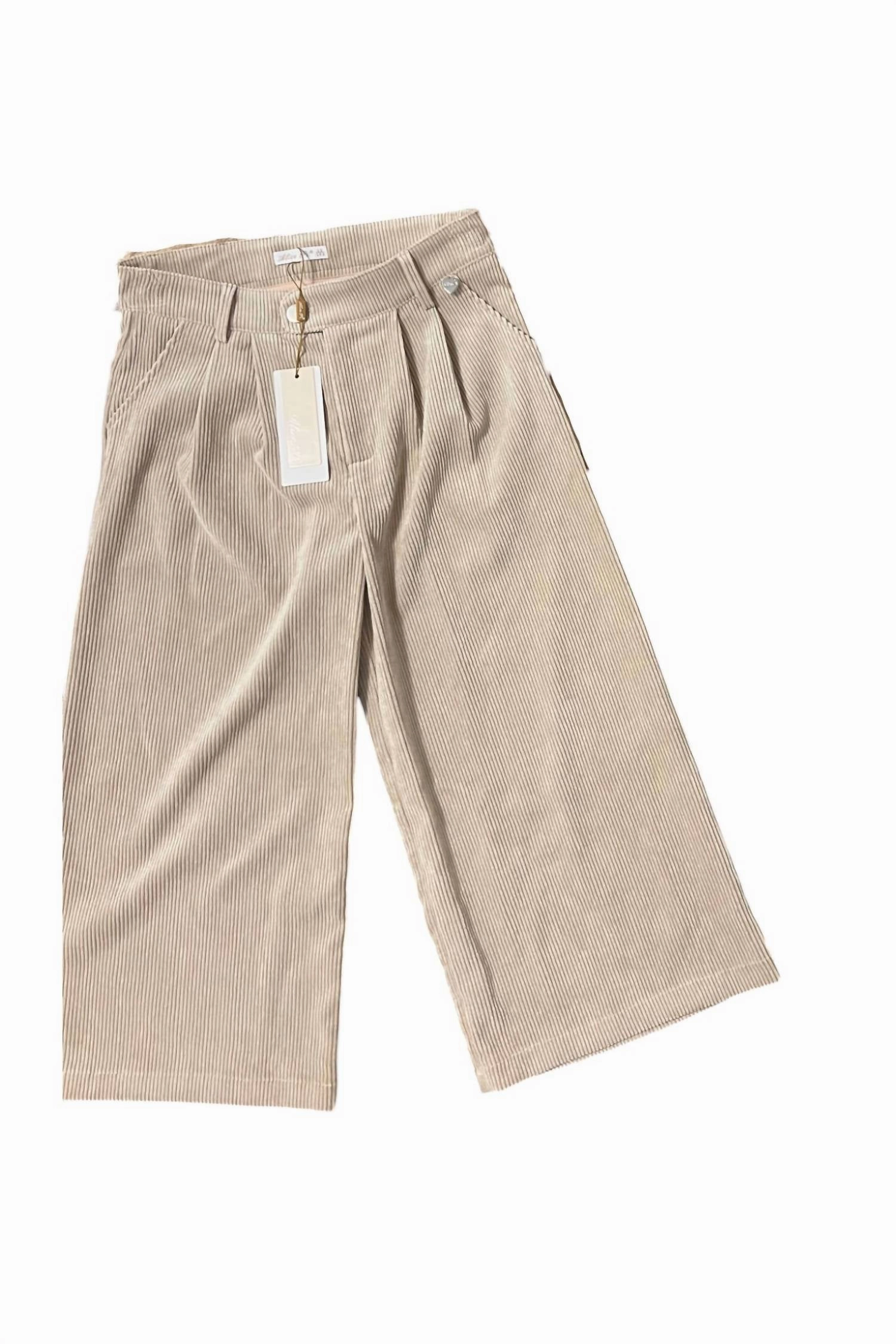 Girl's Corduroy Pants In Beige Girls Flared Leggings