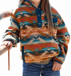 Girl's Cruel 1/4-Snap Polar Fleece Pullover In Khaki/multi ruffle tops girls, long sleeve tees girls