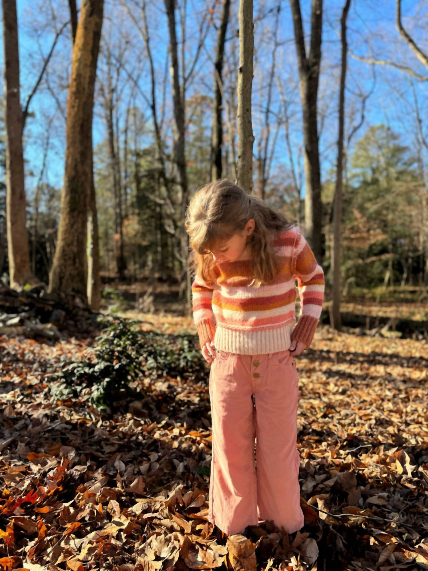 Girl's Donna Sweater In Coral Stripe Girls Tunic Top