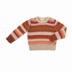Girl's Donna Sweater In Coral Stripe ruffle tops girls, long sleeve tees girls