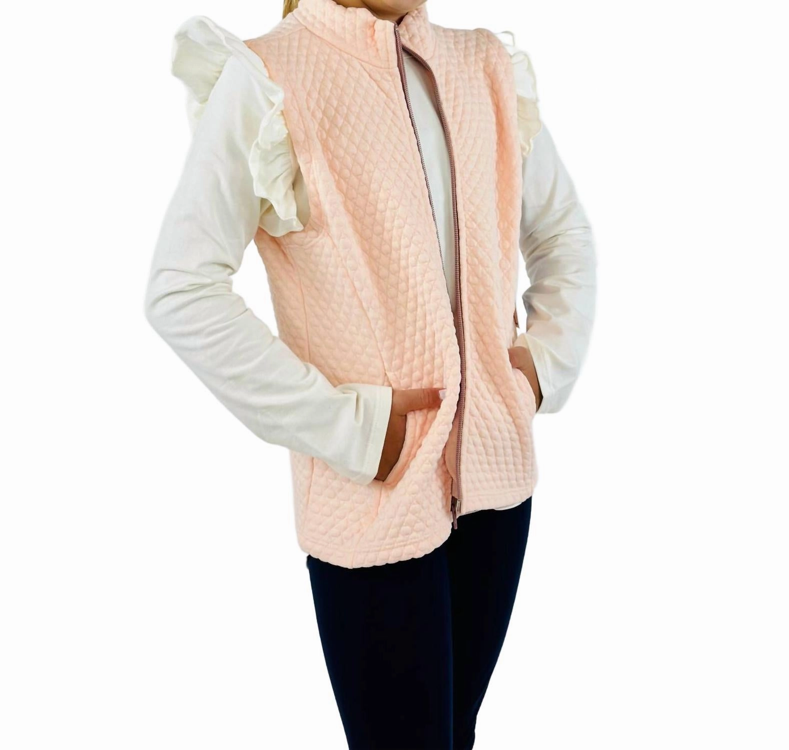 Girl's Elizabeth Long Sleeve Ruffle Tee In Charlotte Cream Knit Girls Tunic Top