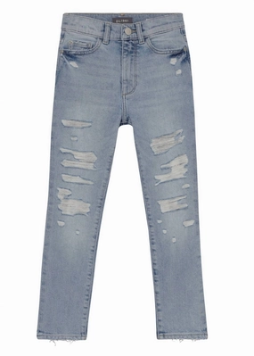 Girl's Emie Straight Jeans In Ice Distressed girls bootcut jeans, stretch denim girls
