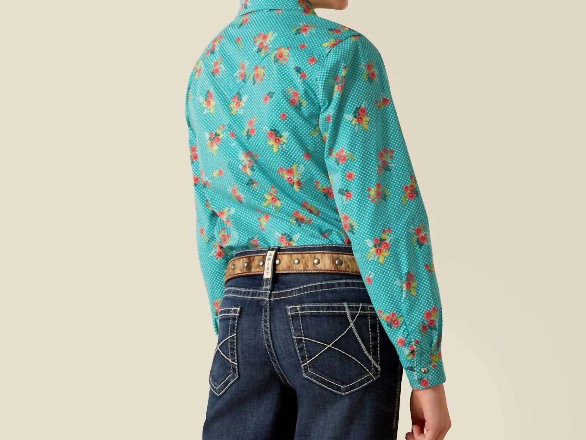 Girl's Esmerelda Shirt In Turquoise Girls Tunic Top
