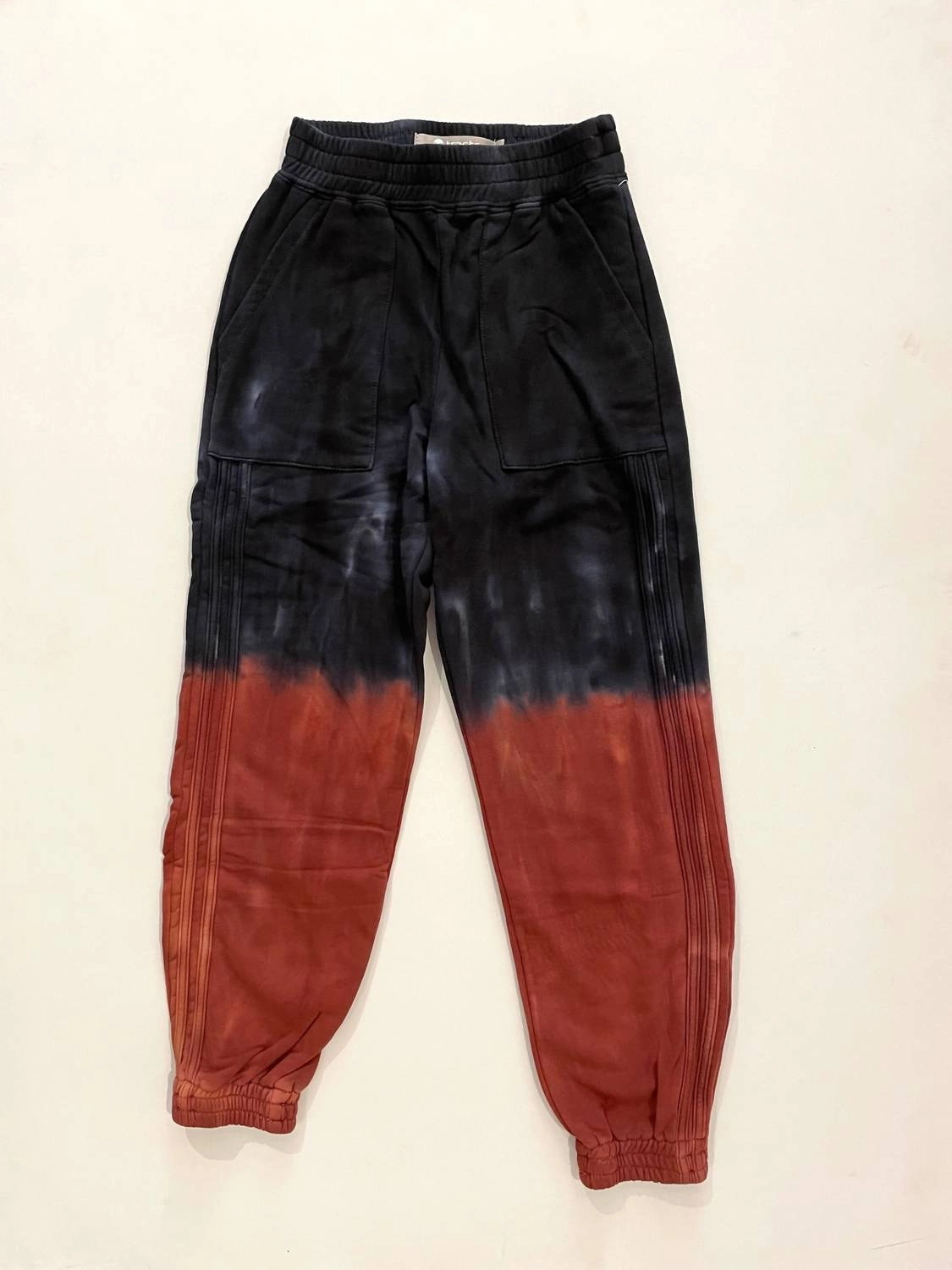 Girl's Fiery Tie Dye Jogger In Black,rust Girls Flared Leggings