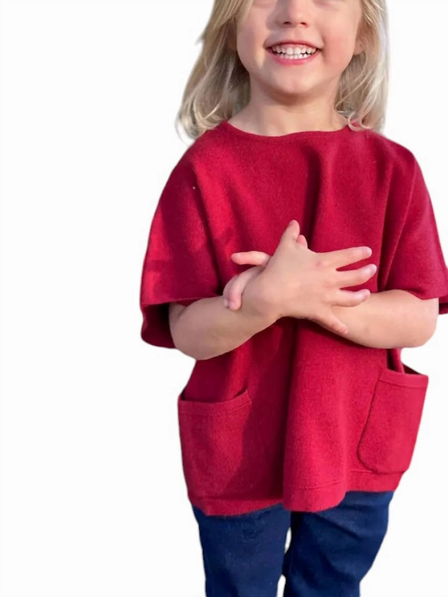 Girl's Fiona Short Sleeve Sweater In Burgundy Girls Tunic Top