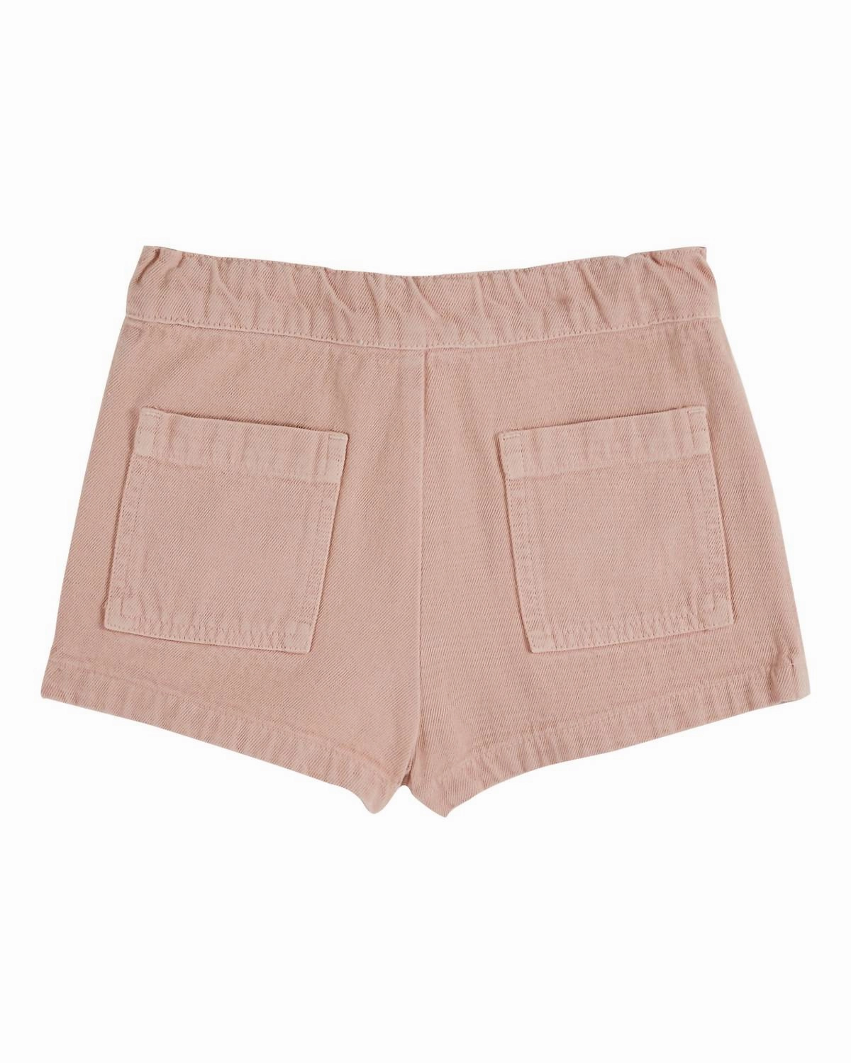 Girl's Flower Pocket Short In Rose Pink Girls Scallop Hem Shorts