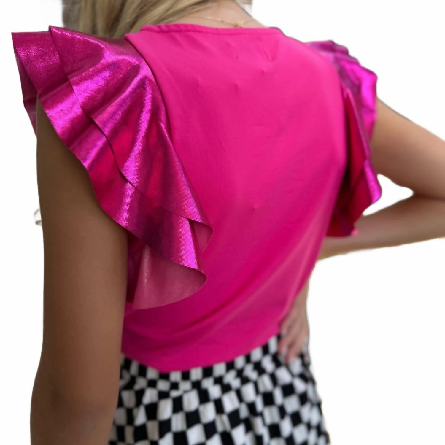 Girl's Flutter Sleeve Top In Pink Girls Tunic Top