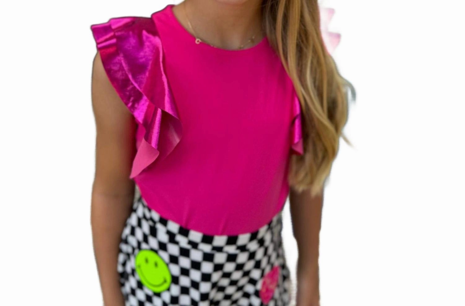 Girl's Flutter Sleeve Top In Pink Girls Tunic Top