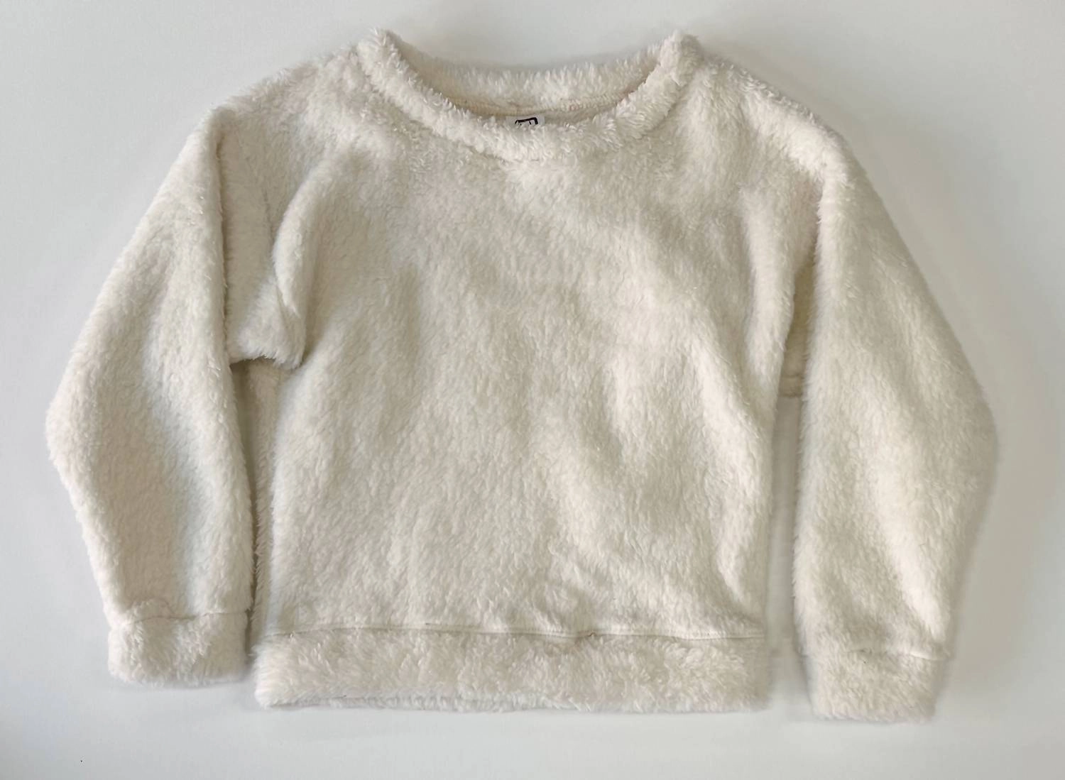 Girl's Fuzzy Sweatshirt In Cream ruffle tops girls, long sleeve tees girls