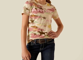 Girl's Hawaiian T-Shirt In Cream ruffle tops girls, long sleeve tees girls