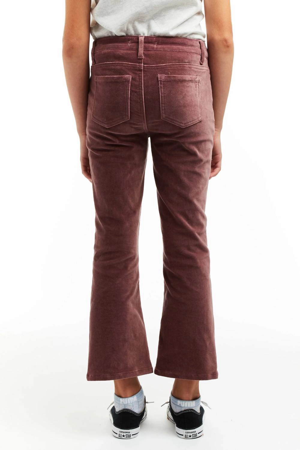 Girl's High Rise Kick Bootcut Pant In Mauve Girls Ripped Skinny Jeans