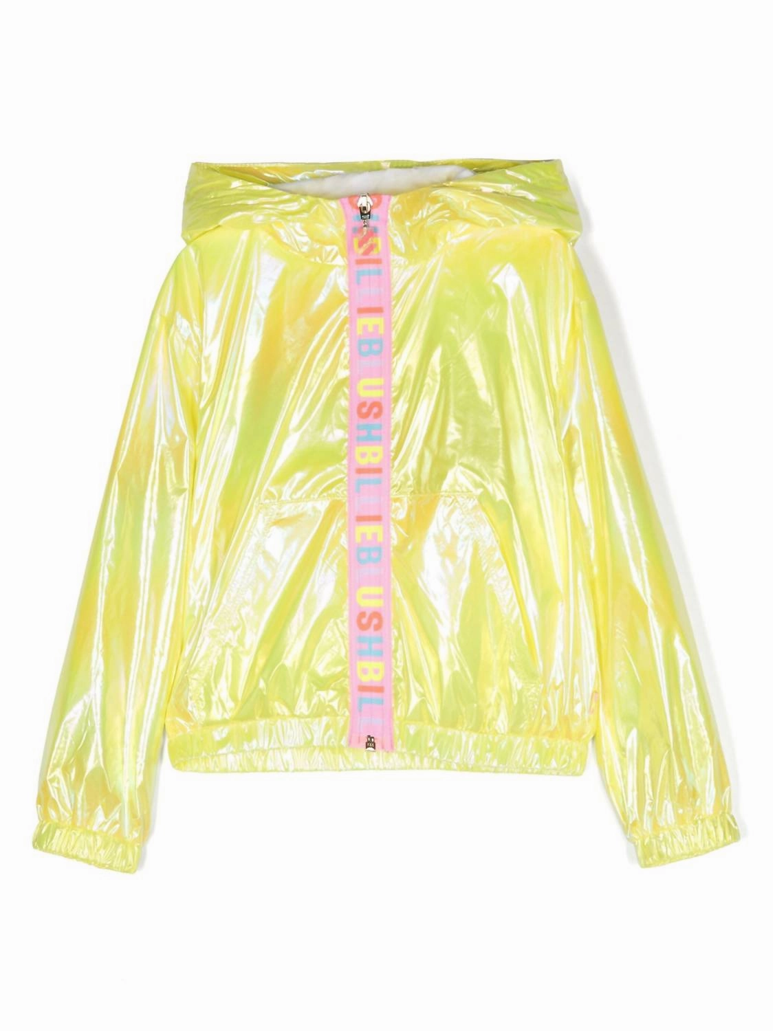 Girl's Hooded Windbreaker Logo Zip Jacket In Neon Green girls trench coats, waterproof jackets girls