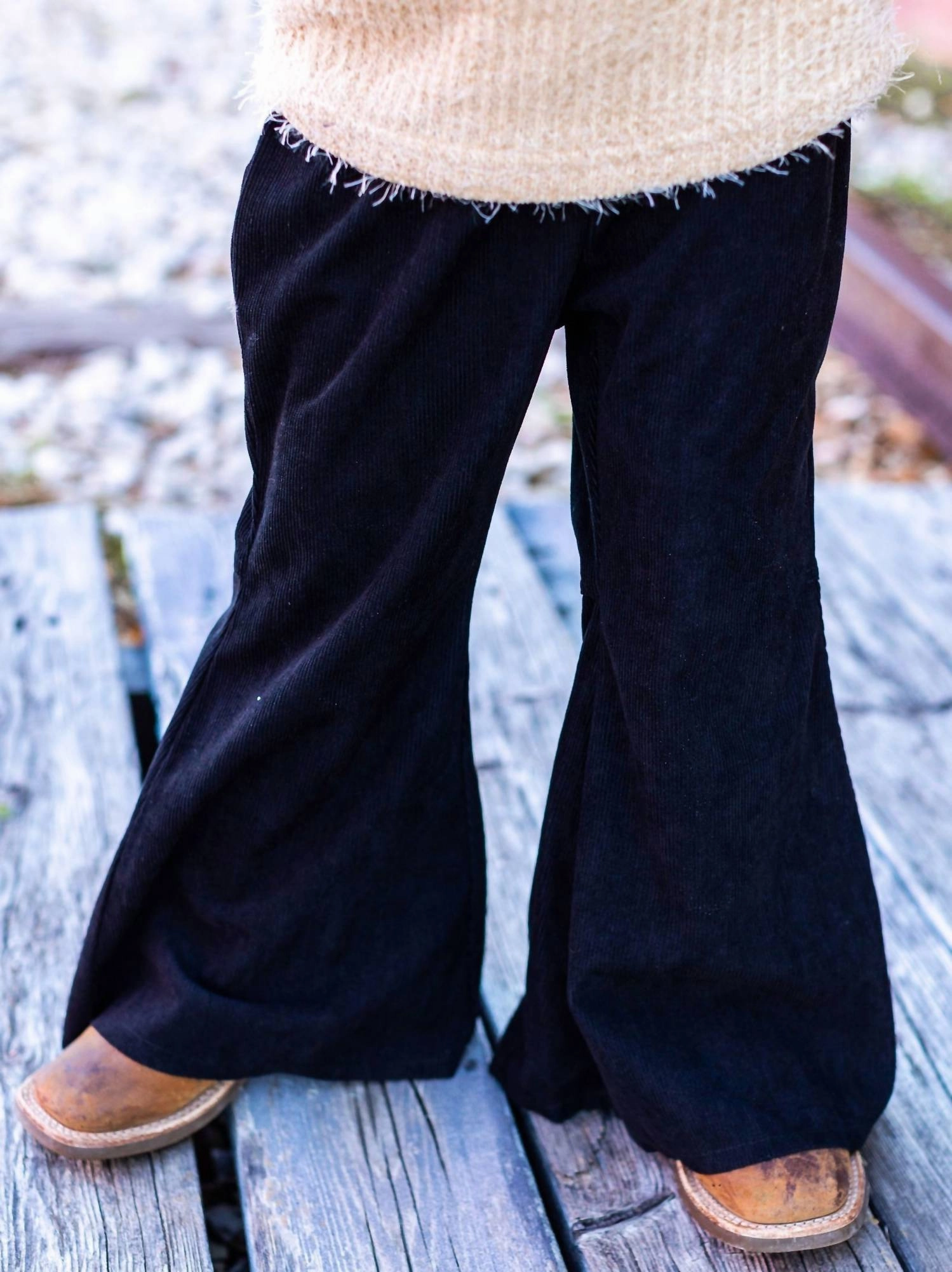 Girl's In The Dark Of Night Flare Pants In Black girls bermuda shorts, bike shorts girls