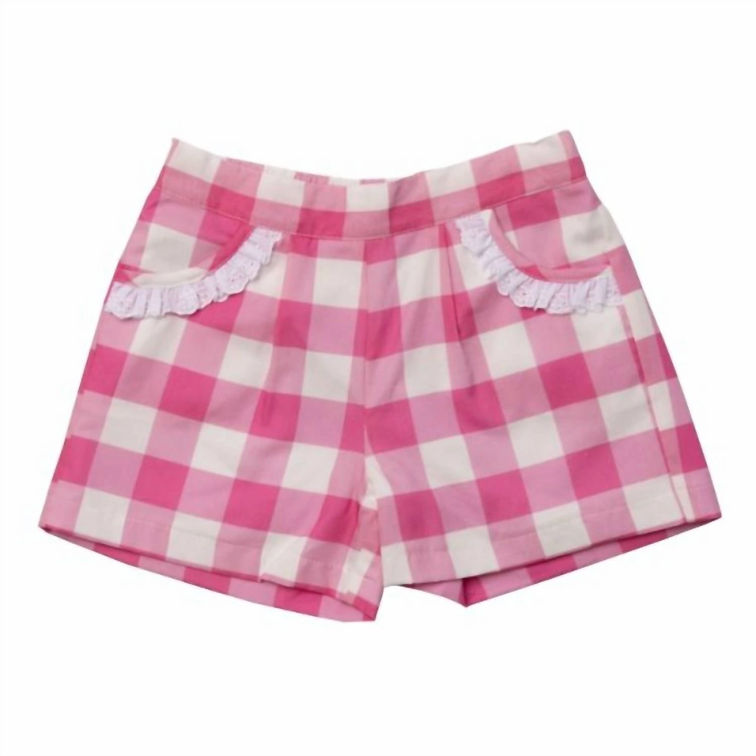 Girl's Jam Buffalo Check Short In Pink girls bermuda shorts, bike shorts girls