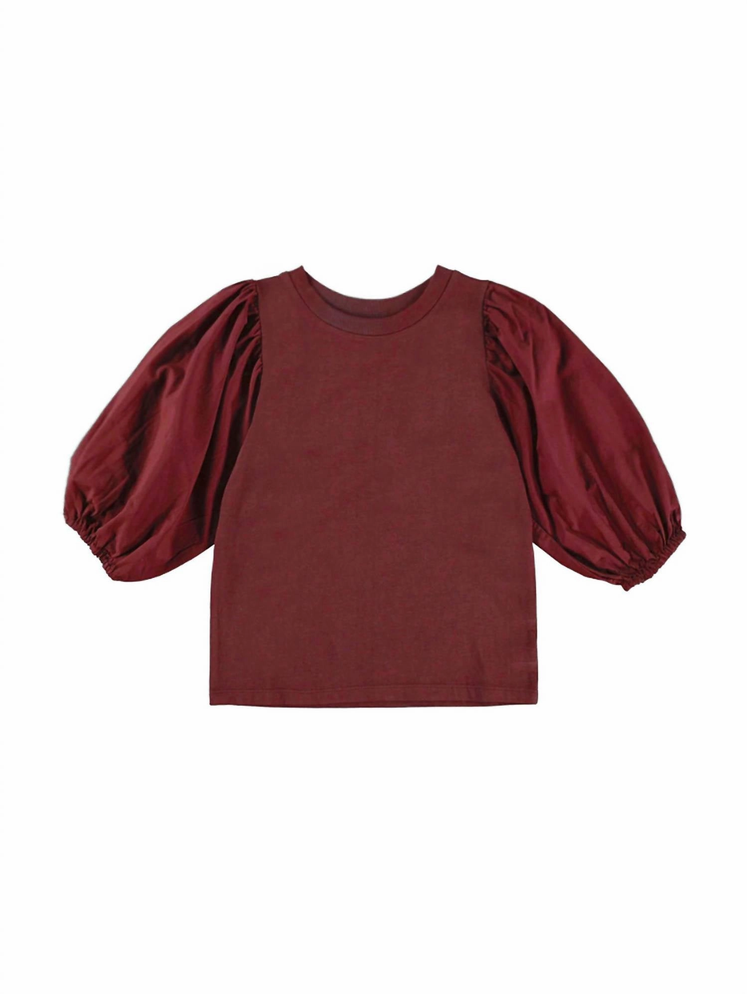 Girl's Kayla Shirt In Ruby ruffle tops girls, long sleeve tees girls