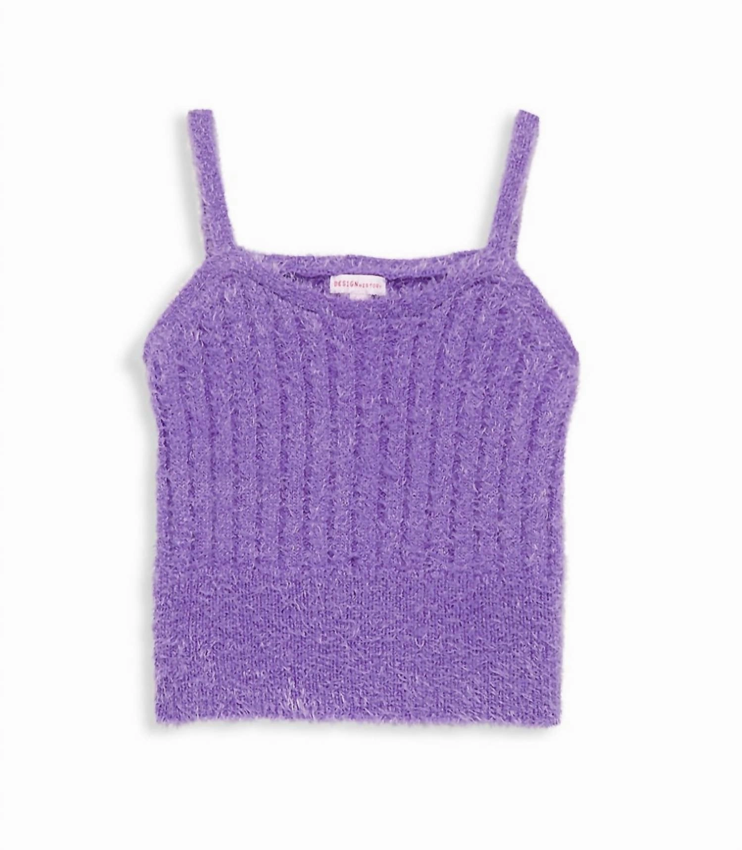 Girl's Knit Tank In Lucky Lilac ruffle tops girls, long sleeve tees girls