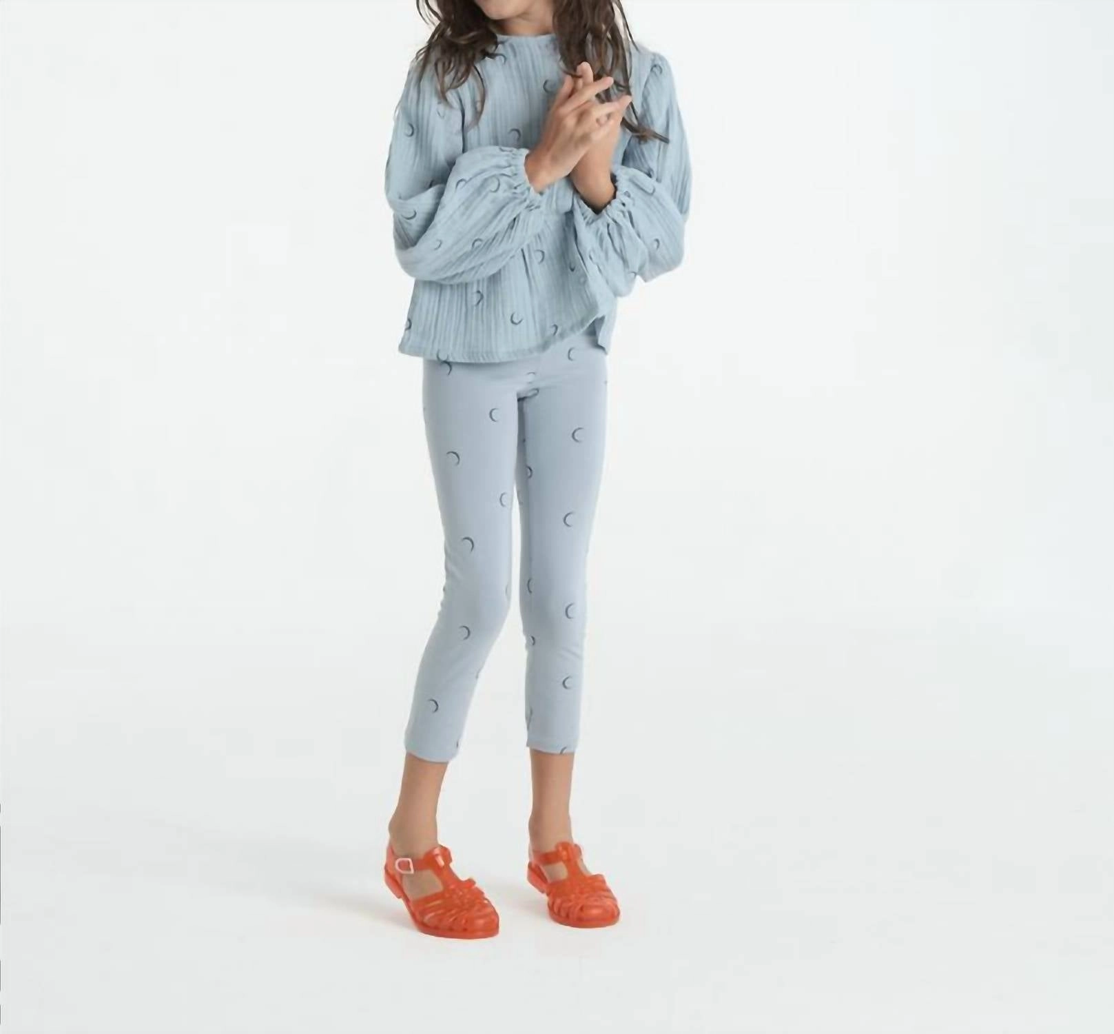 Girl's Long Legging In Blue Moons Girls Flared Leggings