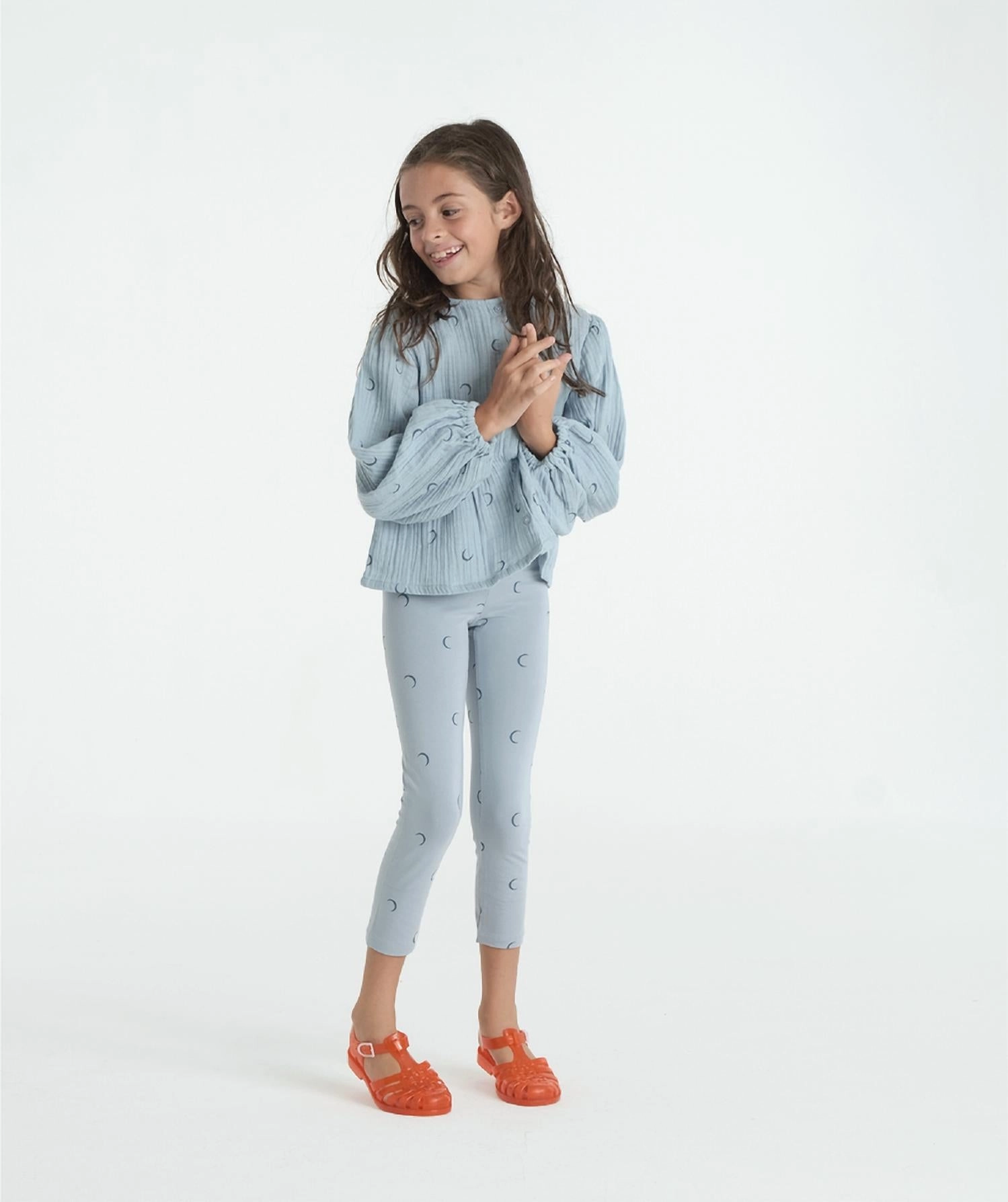 Girl's Long Legging In Blue Moons Girls Flared Leggings