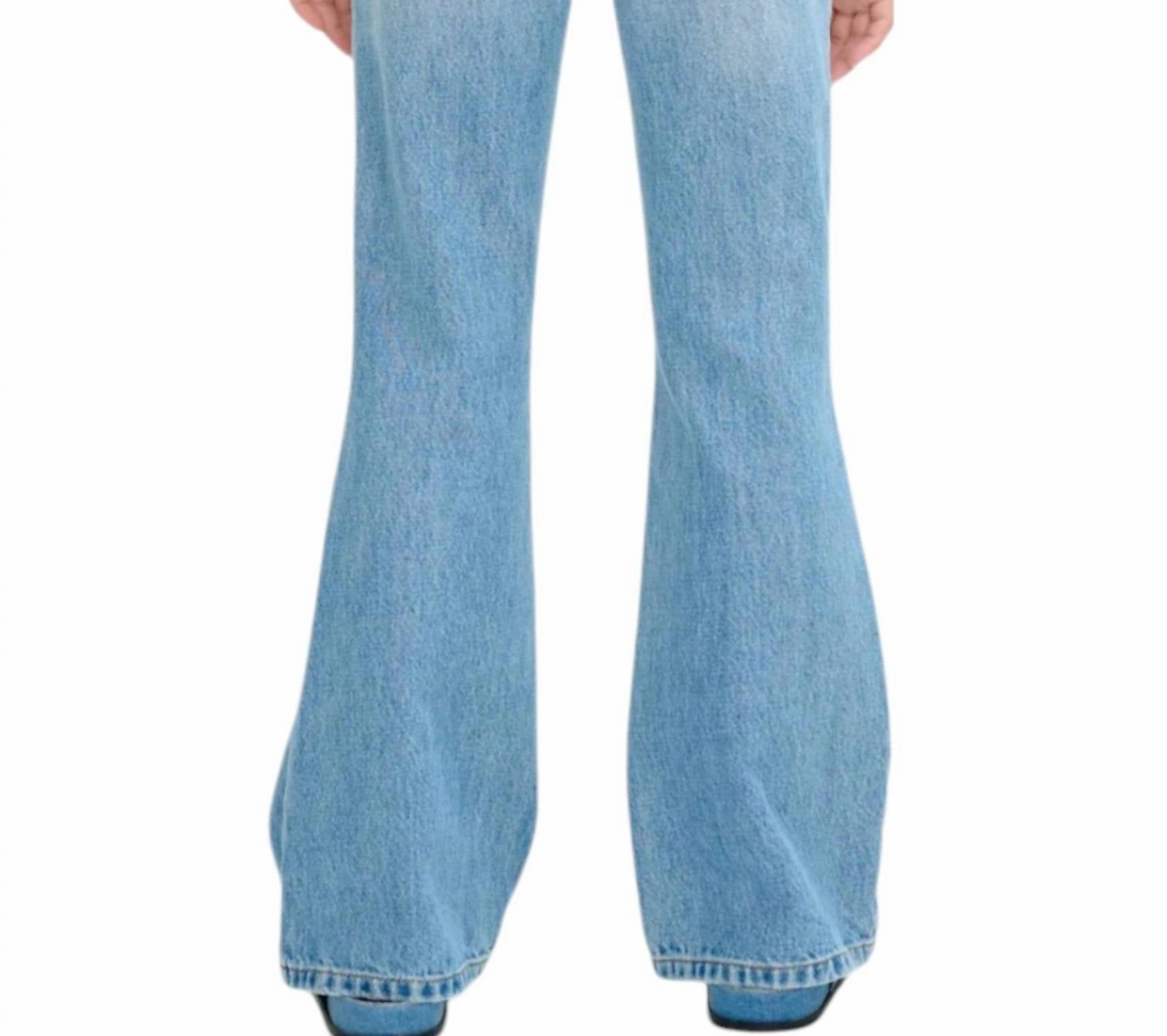 Girl's Low-Waist Flare Classic Pants In Denim Blue Girls Flared Leggings