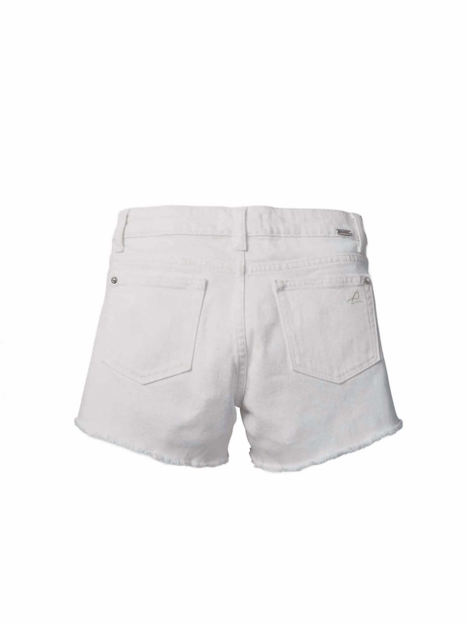 Girl's Lucy Denim Cut Off Short In White Girls Scallop Hem Shorts