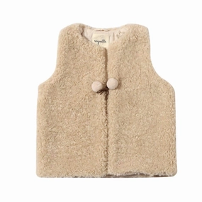 Girl's Mae Vest In Oatmeal girls trench coats, waterproof jackets girls