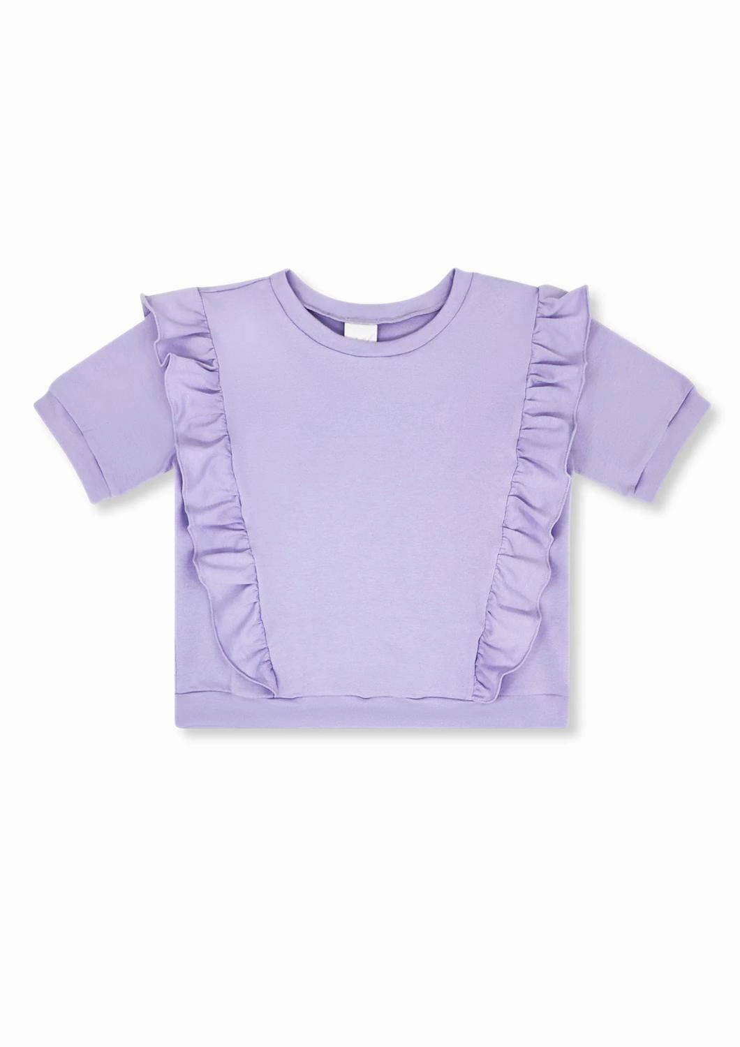 Girl's Magnolia Top In Sweet Purple ruffle tops girls, long sleeve tees girls