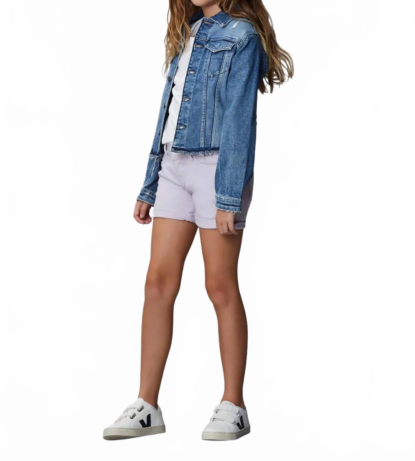 Girl's Manning Denim Jacket In Cloud Girls Sherpa Coat