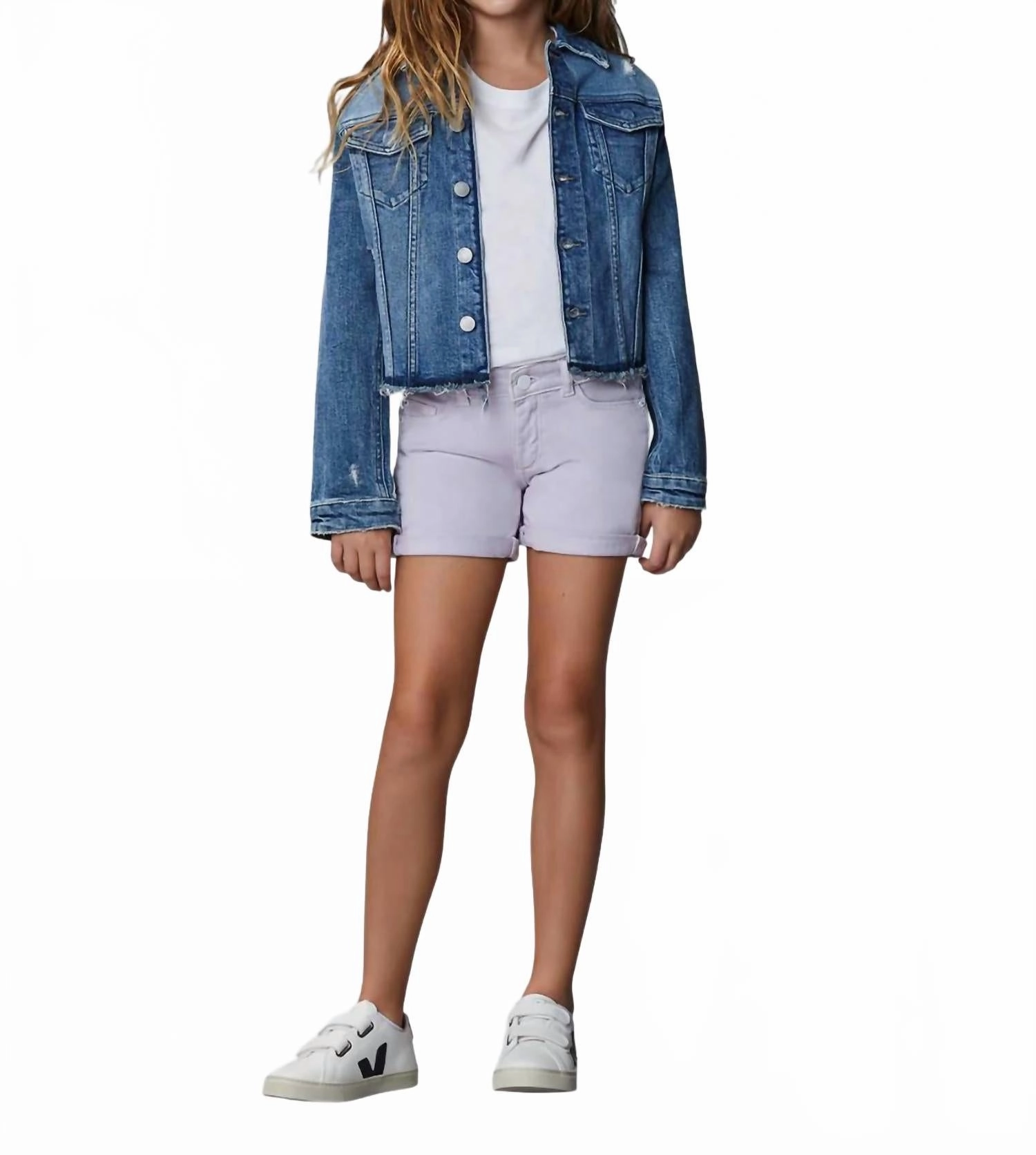 Girl's Manning Denim Jacket In Cloud girls trench coats, waterproof jackets girls