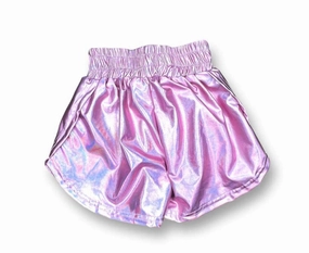 Girl's Metallic Shorts In Light Pink girls bermuda shorts, bike shorts girls