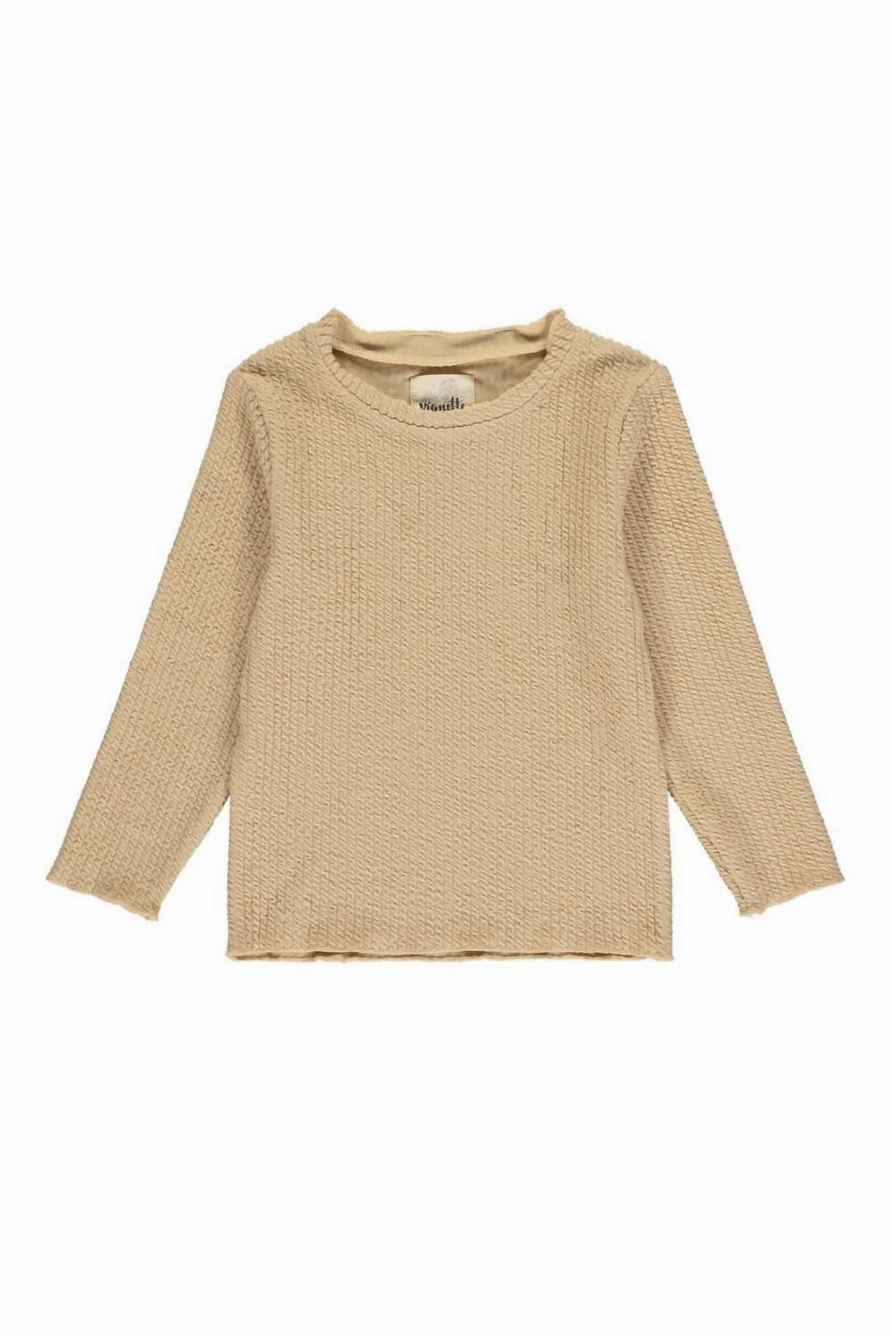 Girl's Mock Turtle Neck Texture Top In Tan Girls Tunic Top