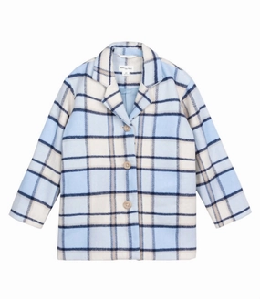 Girl's Plaid Jacket In Blue Multi girls trench coats, waterproof jackets girls