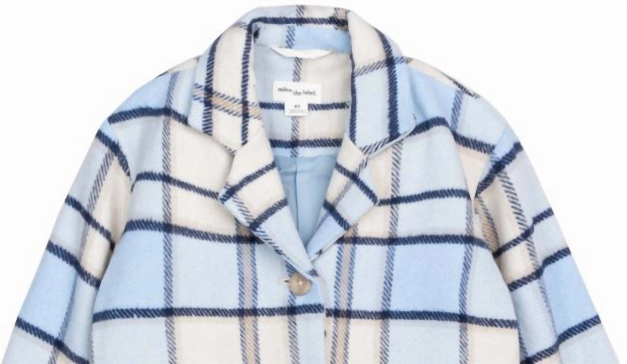 Girl's Plaid Jacket In Blue Multi Girls Sherpa Coat