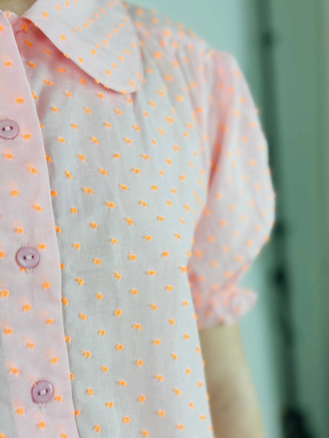 Girl's Poplin Dot Blouse In Pink Girls Tunic Top