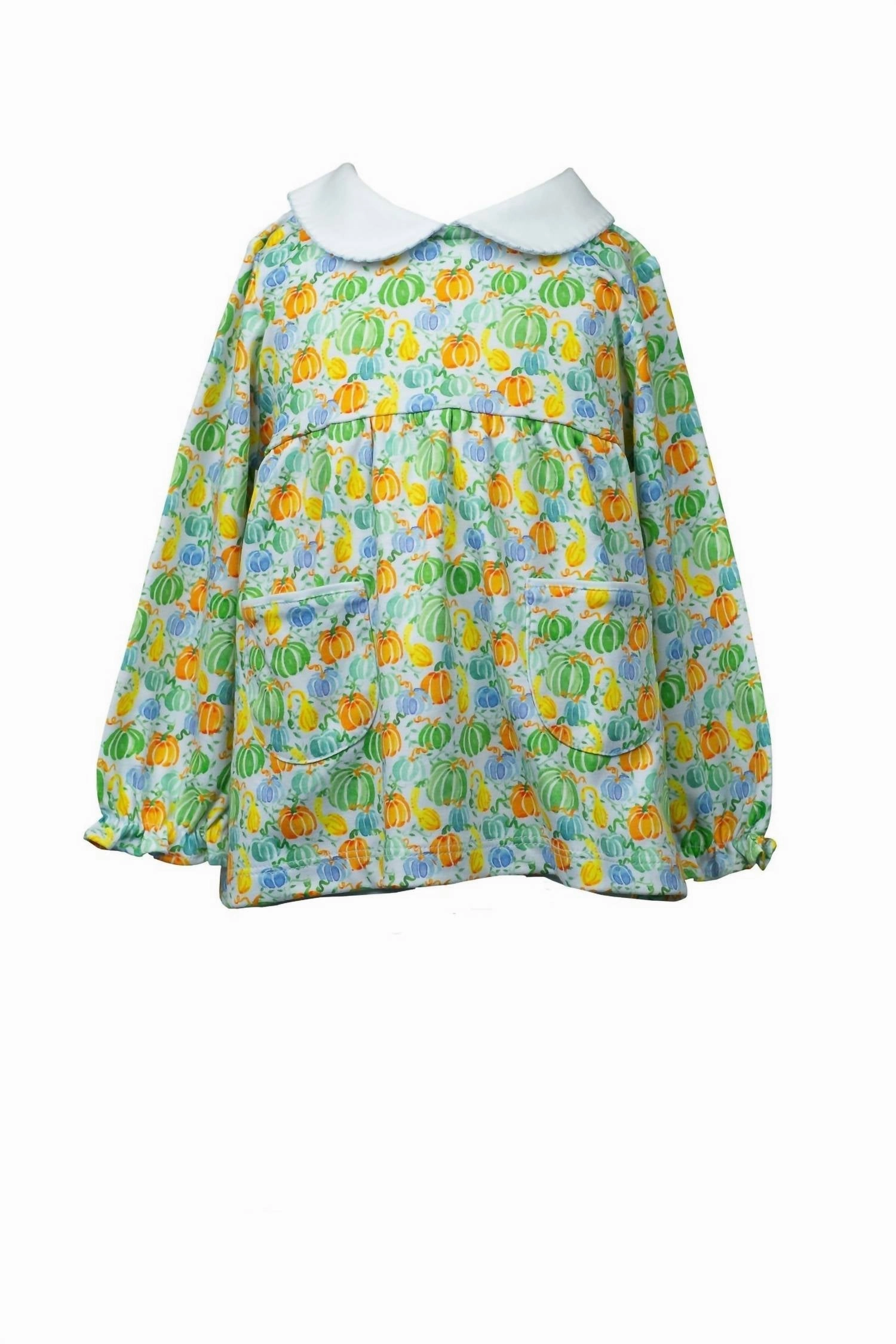 Girl's Pumpkin Mix Long Sleeve Tunic Top In Green/orange ruffle tops girls, long sleeve tees girls