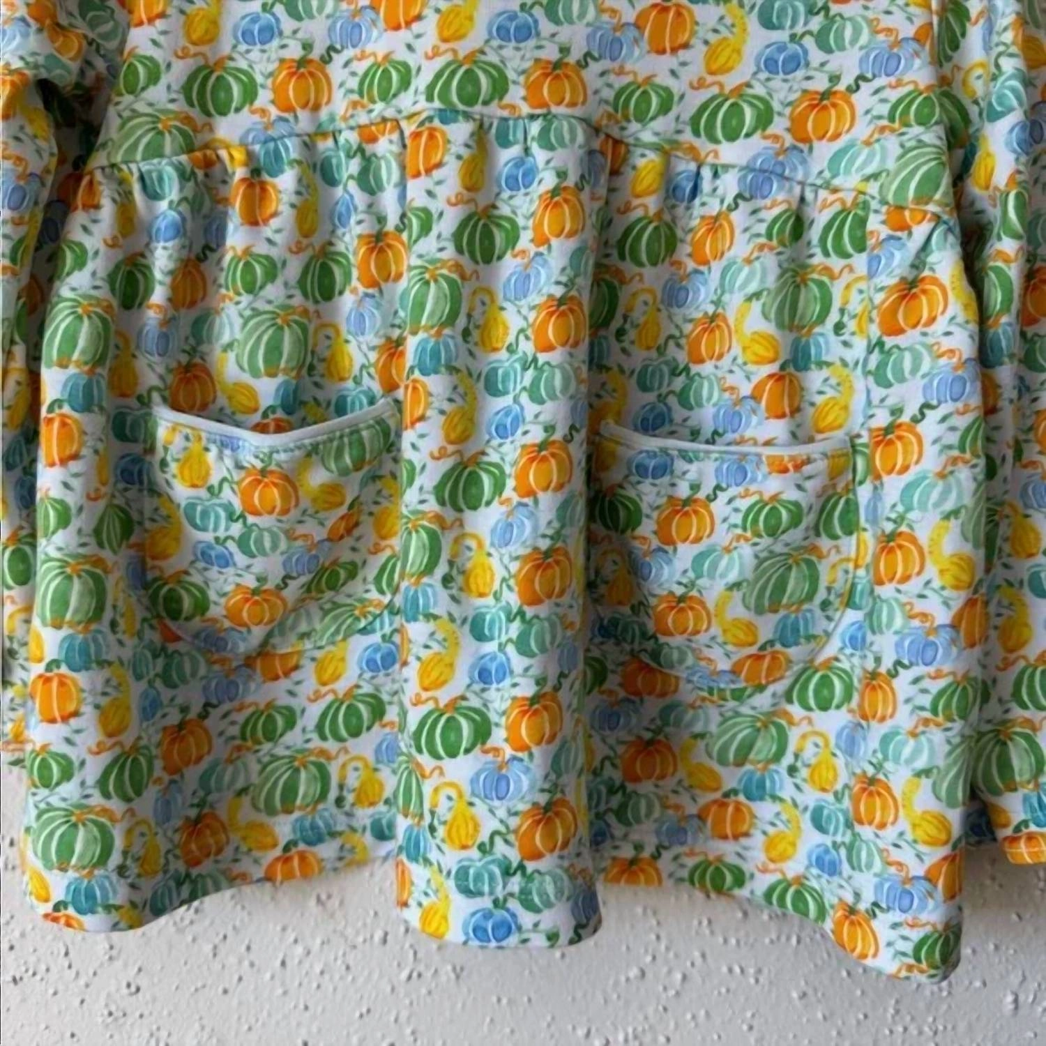 Girl's Pumpkin Mix Long Sleeve Tunic Top In Green/orange Girls Tunic Top